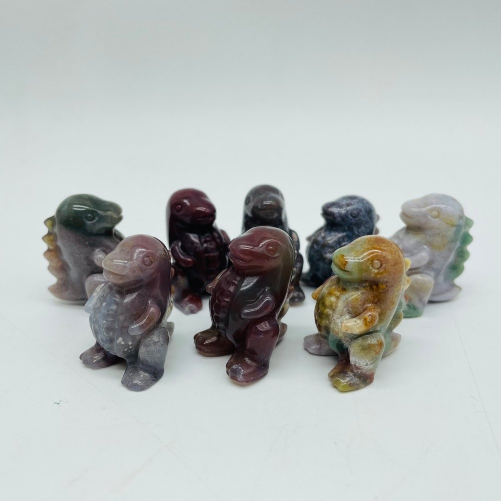 Ocean Jasper & Moss Agate Dinosaur Tyrannosaurus Rex Carving Wholesale -Wholesale Crystals