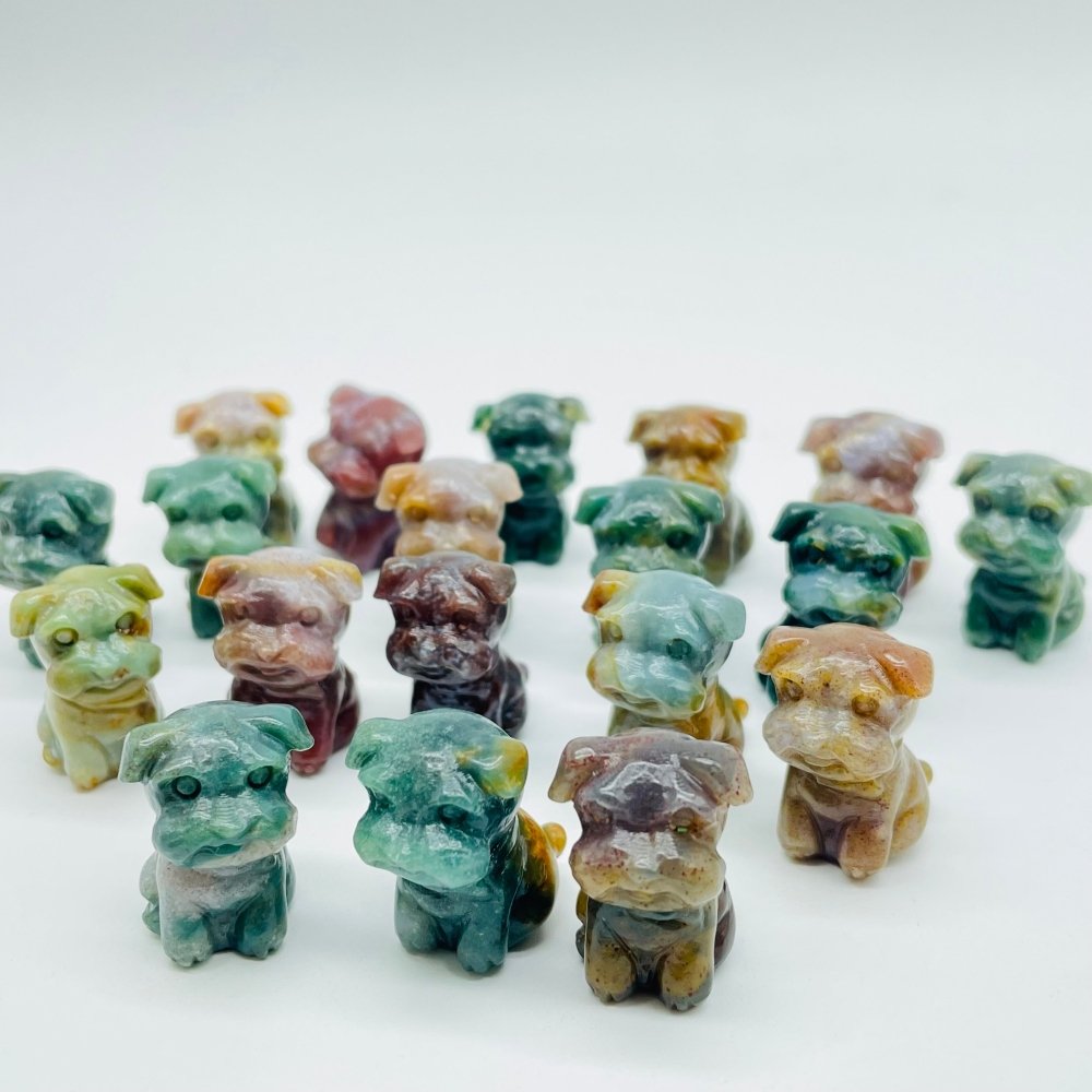 Ocean Jasper Schnauzer Dog Carving Animal Wholesale -Wholesale Crystals