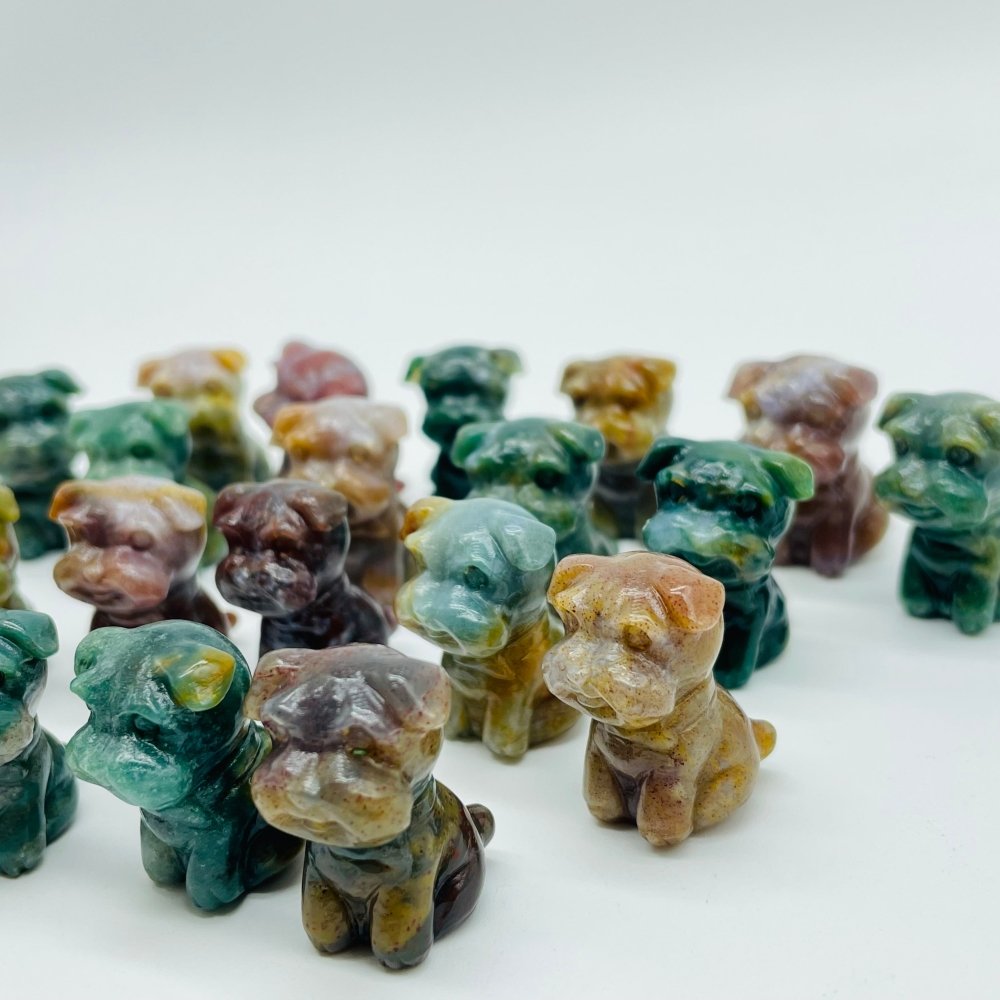 Ocean Jasper Schnauzer Dog Carving Animal Wholesale -Wholesale Crystals