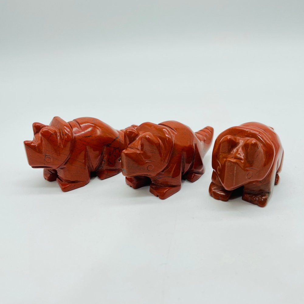 Red Jasper Three Horns Dinosaur Carving Wholesale -Wholesale Crystals