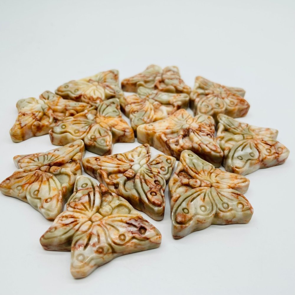 Red Line Stone Marble Butterfly Carving Animal Wholesale -Wholesale Crystals