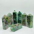 Ruby Mixed Green Mica Four-Sided Fat Tower Points Wholesale -Wholesale Crystals