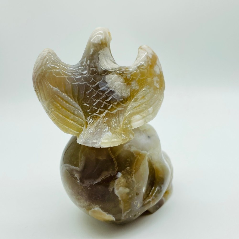 Sakura Flower Agate Eagle Skull Carving -Wholesale Crystals