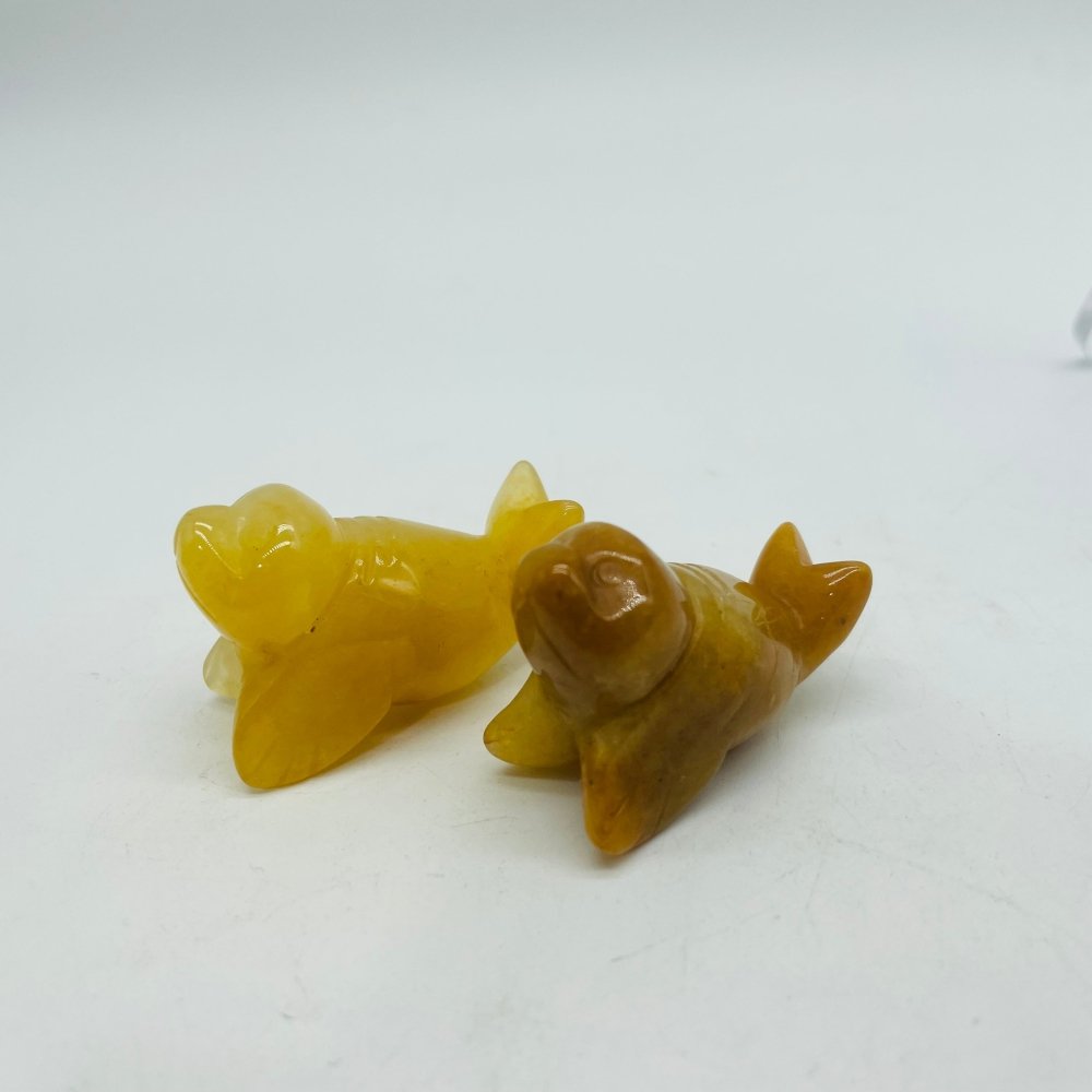 Sea Lion Carving Wholesale Yellow Agate & White Agate Labradorite -Wholesale Crystals