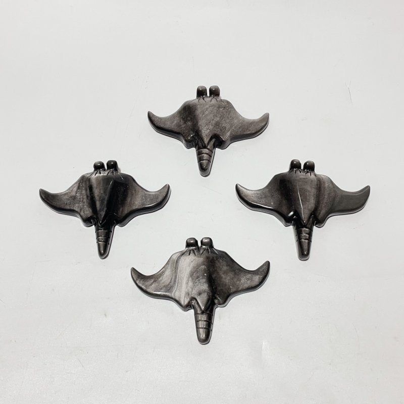 Silver Sheen Obsidian Manta Ray Carving Wholesale -Wholesale Crystals