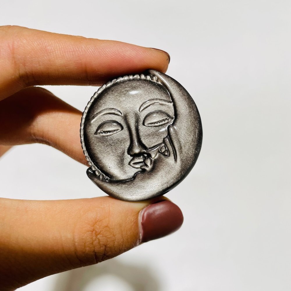 Silver Sheen Obsidian Sun&Moon Carving Wholesale -Wholesale Crystals