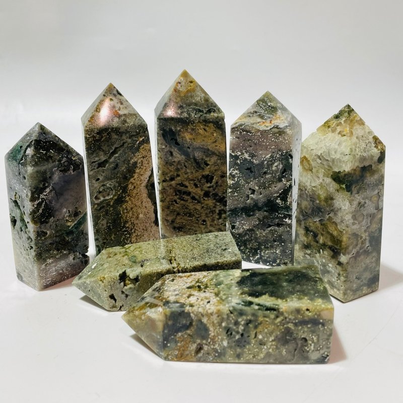 Vein Green Ocean Jasper Four - Sided Tower Points Wholesale - Wholesale Crystals