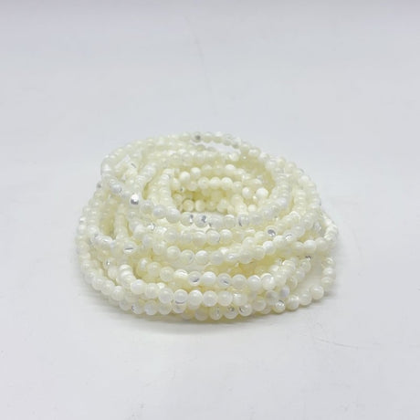 White Mother of Pearl Mop Shell Round Shells Bracelet Wholesale - Wholesale Crystals