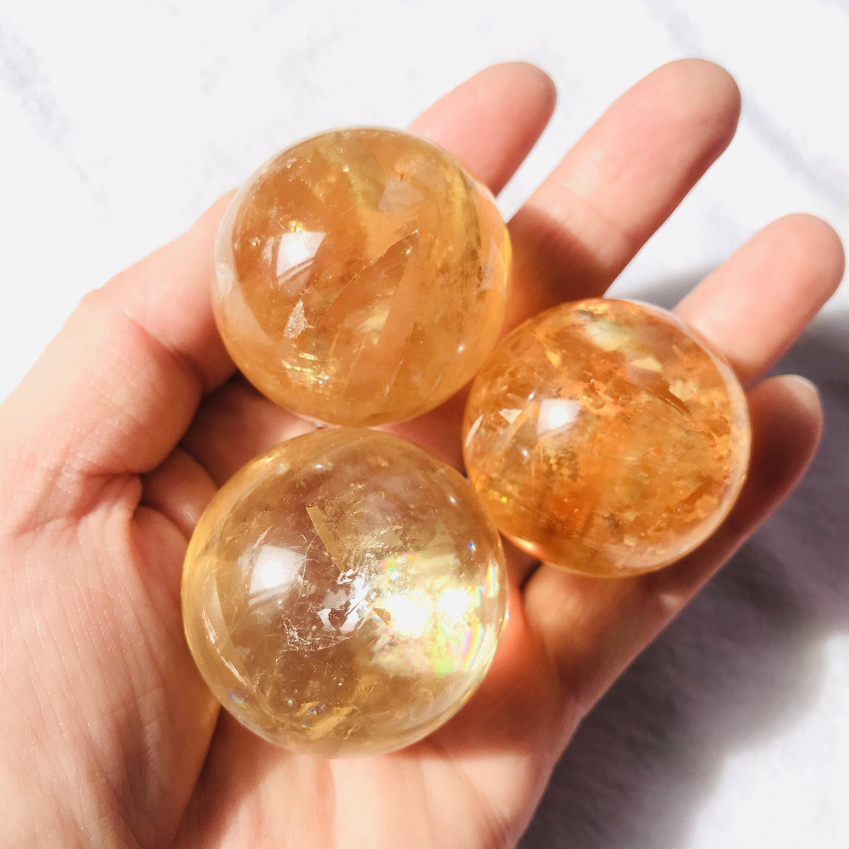 Yellow Calcite Honey Calcite Rainbow Spheres -Wholesale Crystals