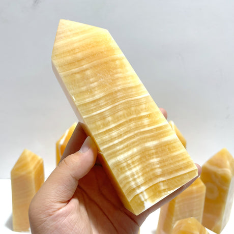 10 Pieces Fat Yellow Calcite Stripe Tower