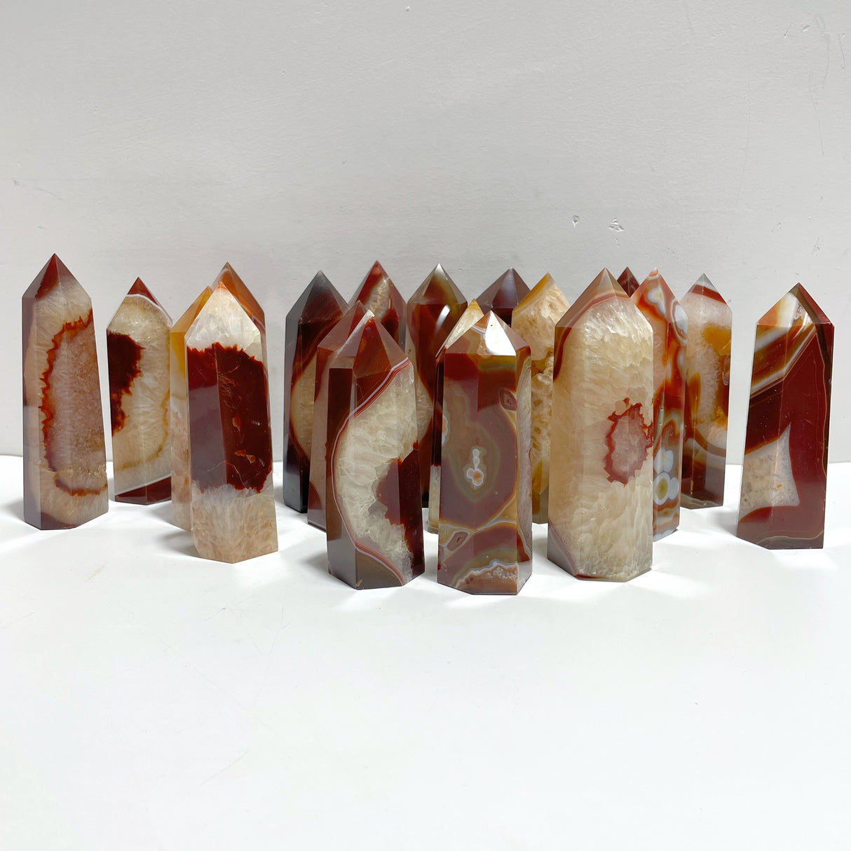 19 Pieces Carnelian Mixed Quartz Tower Point