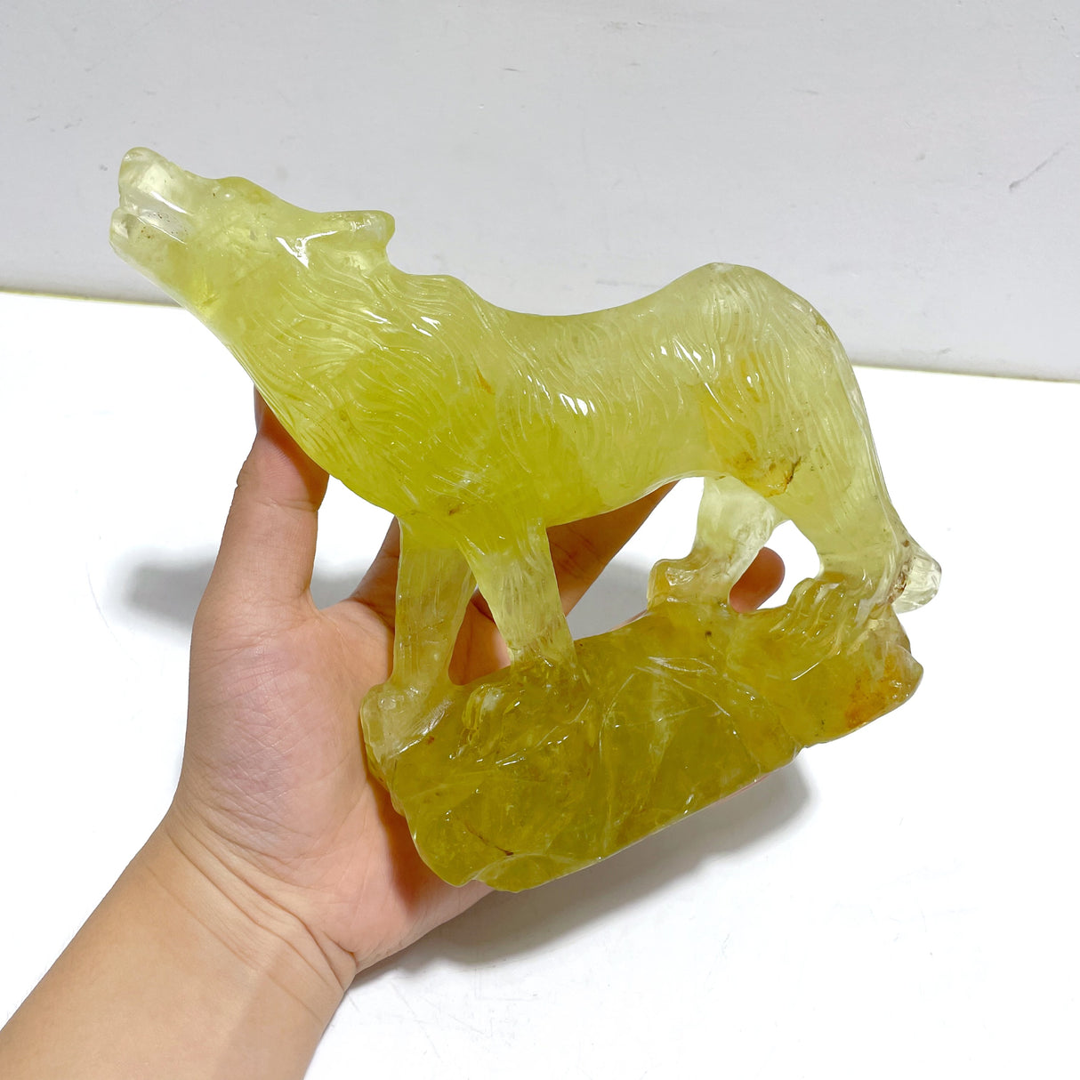Unique Citrine Wolf Carving