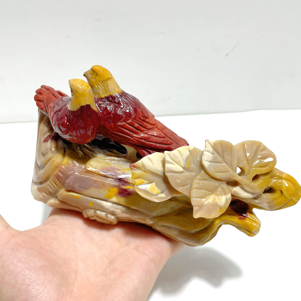 Unique Mookaite Two Birds Carving