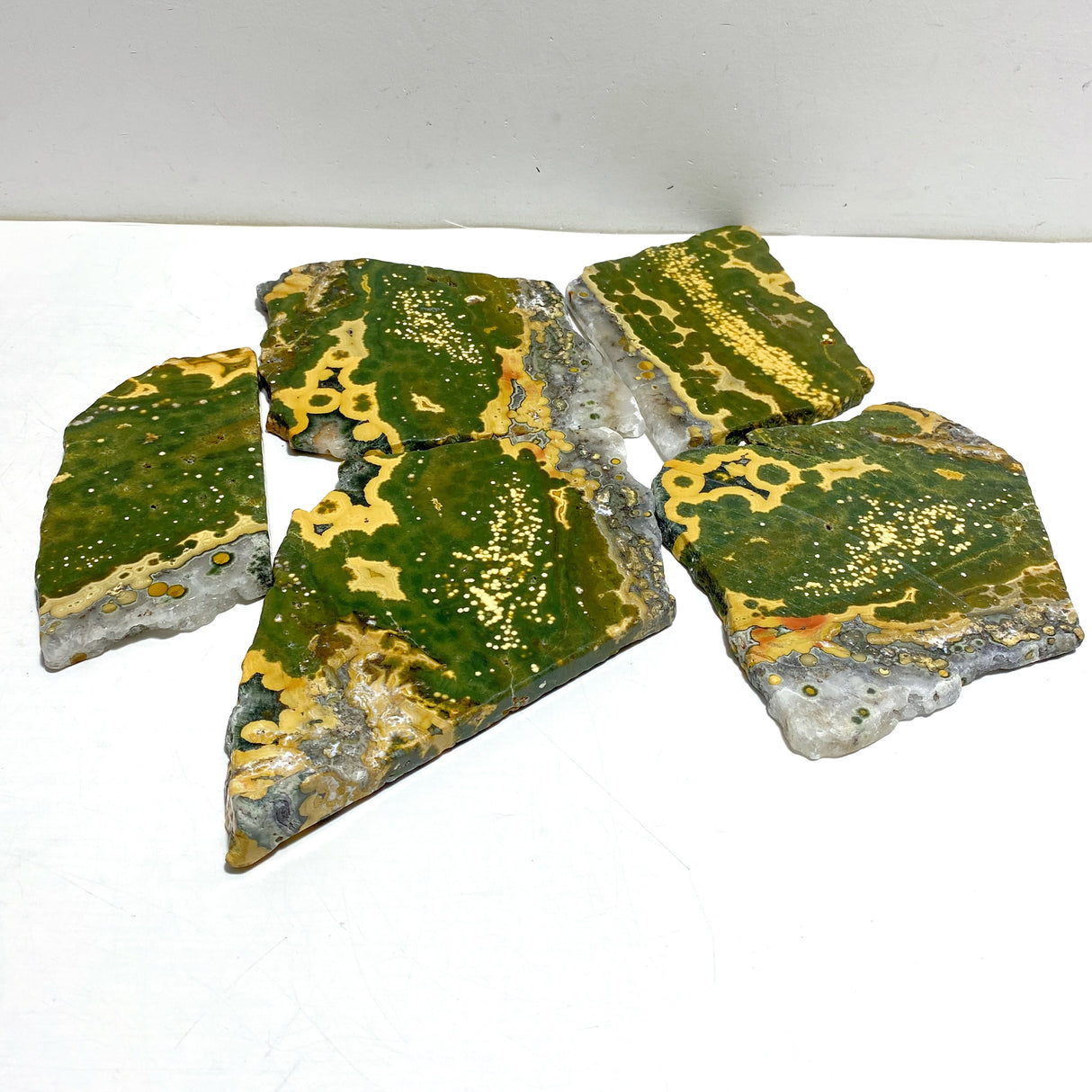 5 Pieces Large 8th Vein Ocean Jasper Slabs