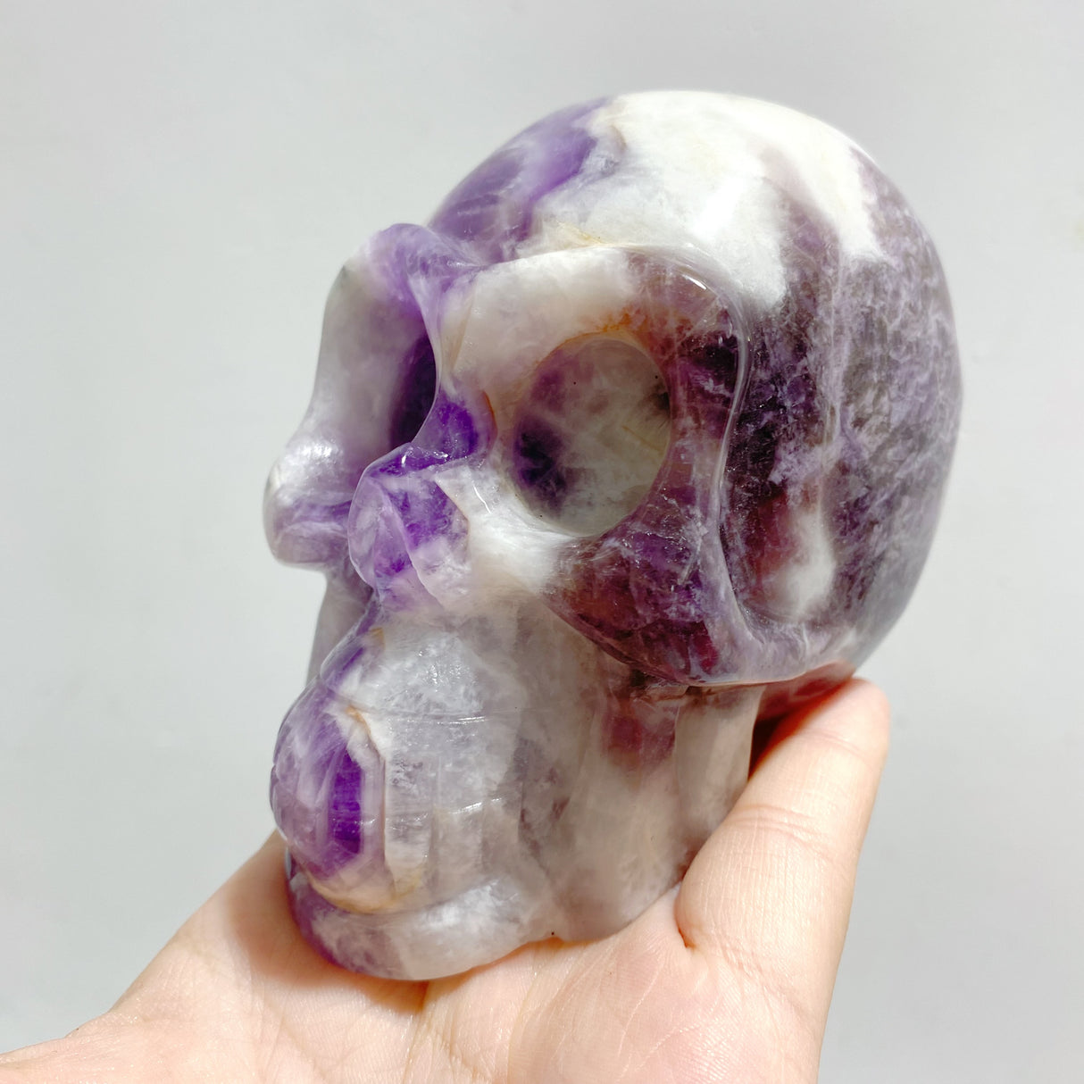 14 Pieces Chevron Amethyst Skull Carving