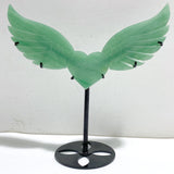 Green Aventurine Heart Wing Carving With Stand