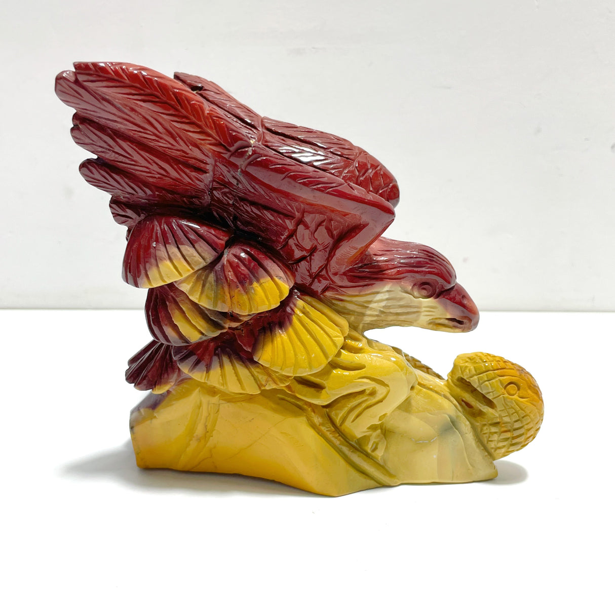 Unique Mookaite Eagle&Snake Carving