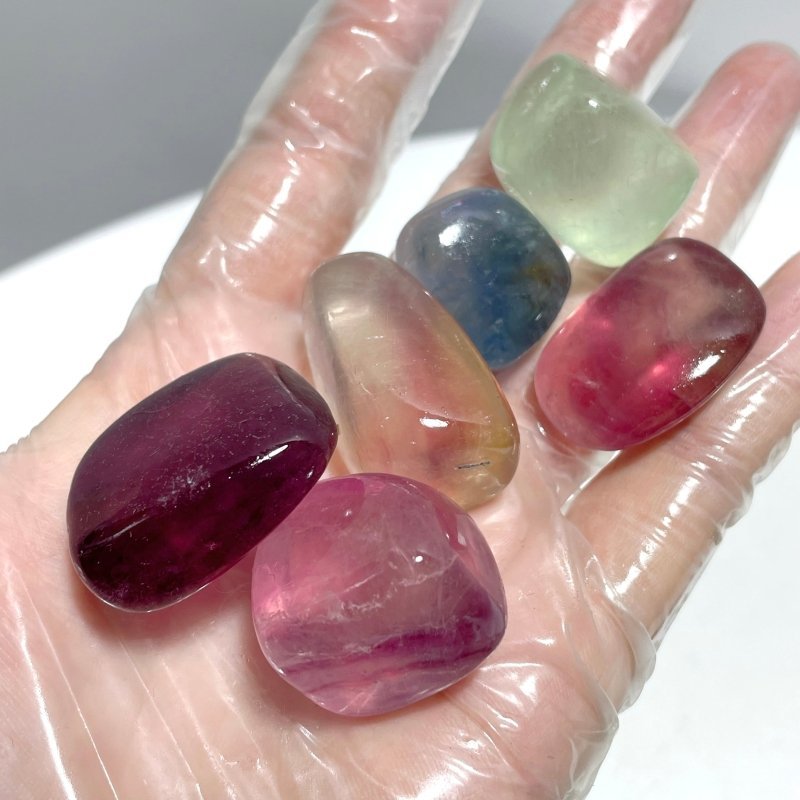 0.7 - 1.7in Rainbow Fluorite Tumbled Wholesale - Wholesale Crystals