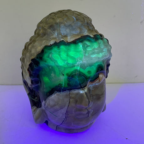 3 Pieces Volcano Agate Buddha Head Carving(UV-Reactive) (Clearance)