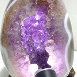 Unique Amethyst Mixed Geode Druzy Agate Dinosaur Egg Home Decor With Stand