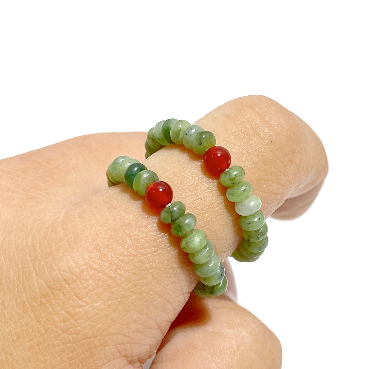 24 Types Crystal Beaded Rings Wholesale Moss Agate Chevron Amethyst Red Jasper