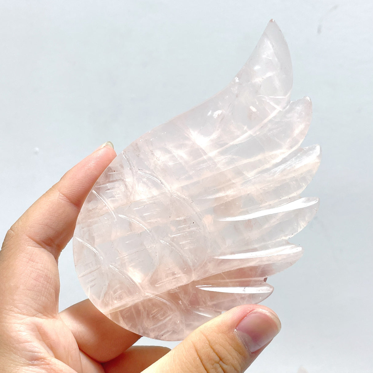 5 Pairs Unique Rose Quartz Angel Wing Carving With Stand