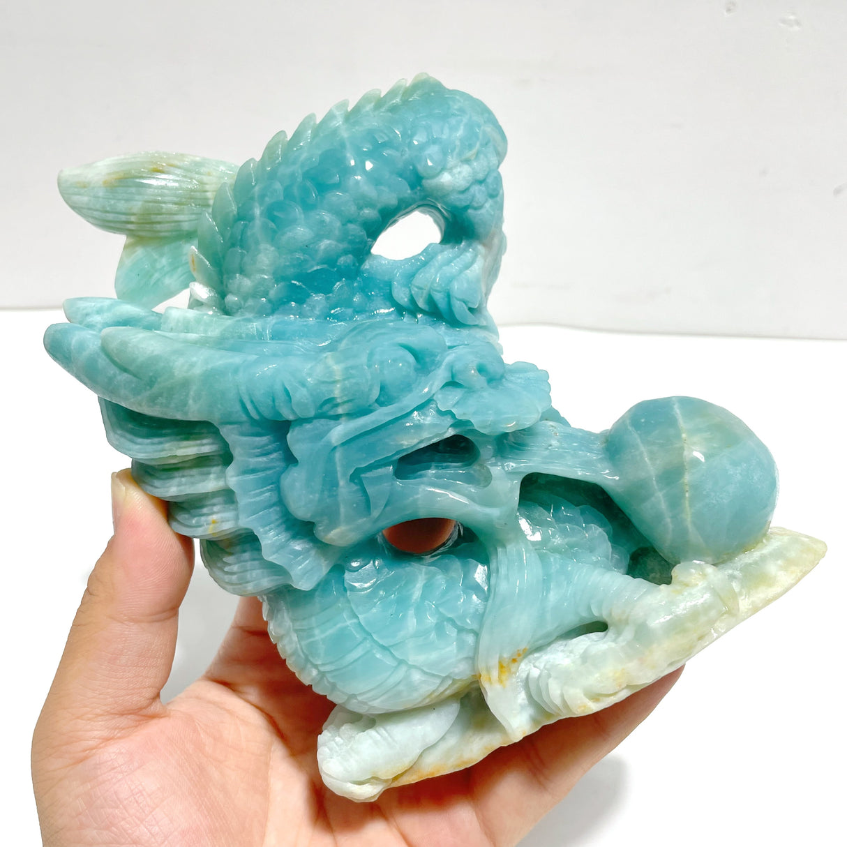 Unique Caribbean Calcite Flying Dragon Carving