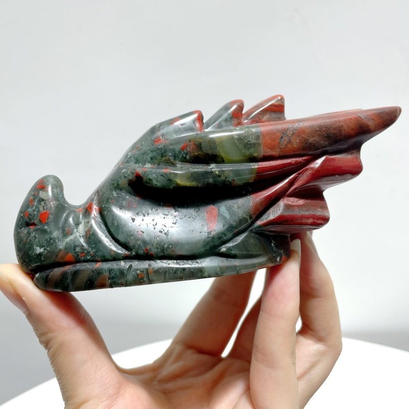 10 Pieces Africa Blood Stone Dragon Head Carving - Wholesale Crystals