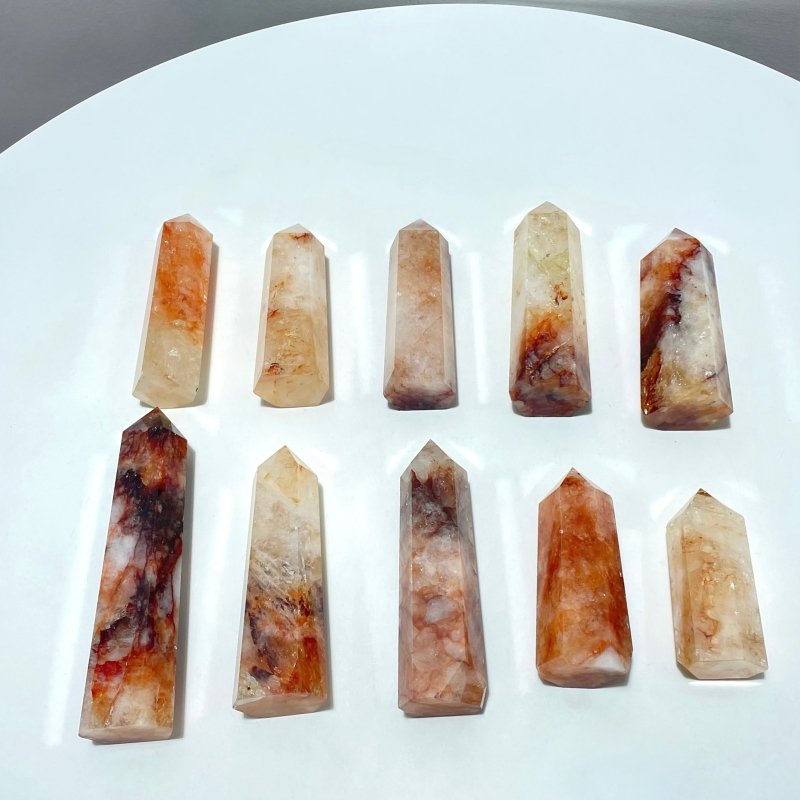 10 Pieces Beautiful Fire Quartz Tower - Wholesale Crystals