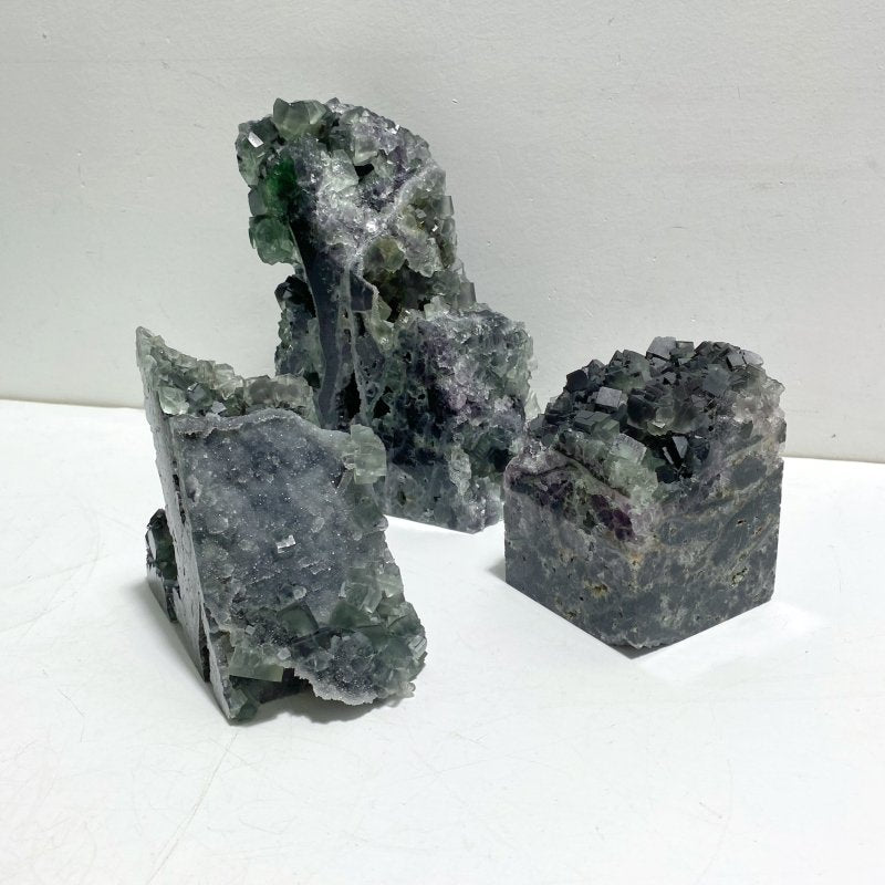 10 Pieces Cutting Fluorite Mineral Geode Cubes Specimen Tower - Wholesale Crystals