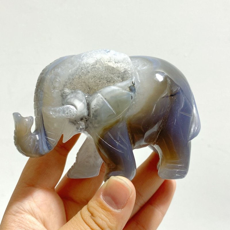 10 pieces Geode Agate Druzy Elephant Carving - Wholesale Crystals