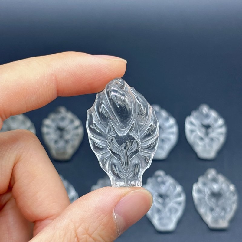 10 Pieces High Quality Clear Quartz Nine - tailed Foxes Carving - Wholesale Crystals