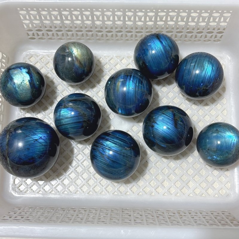 10 Pieces High Quality Strong Light Labradorite Spheres - Wholesale Crystals