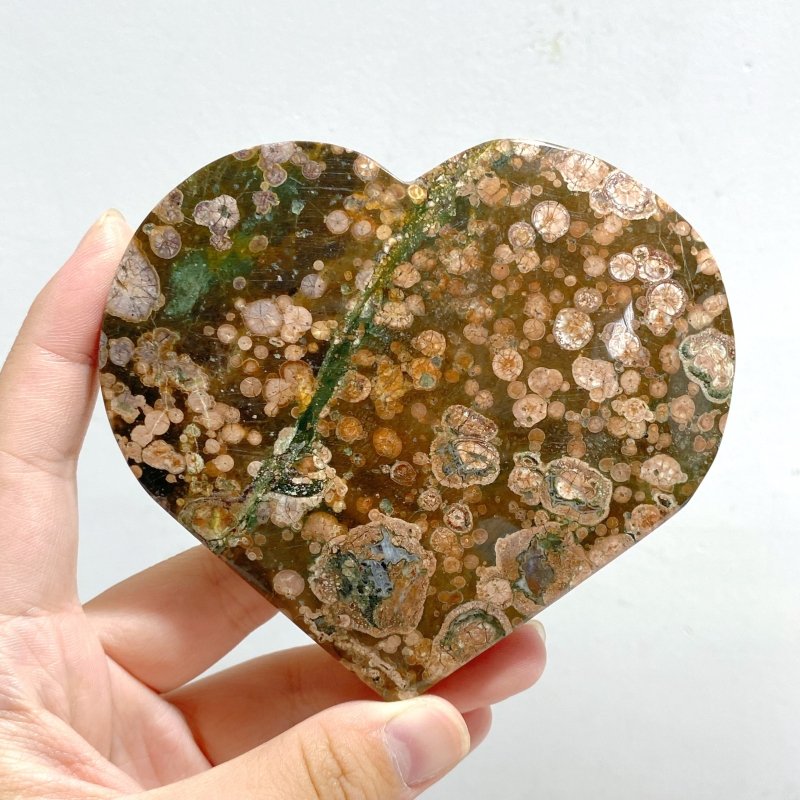 10 Pieces Large Rainforest Jasper Heart 4 -Wholesale Crystals