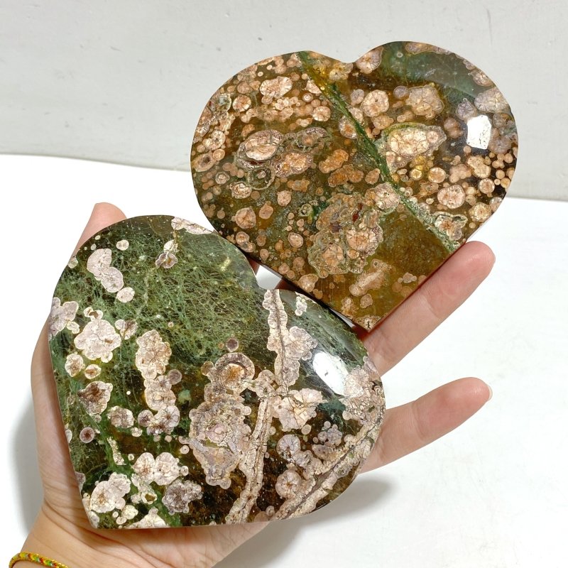 10 Pieces Large Rainforest Jasper Heart 4 -Wholesale Crystals