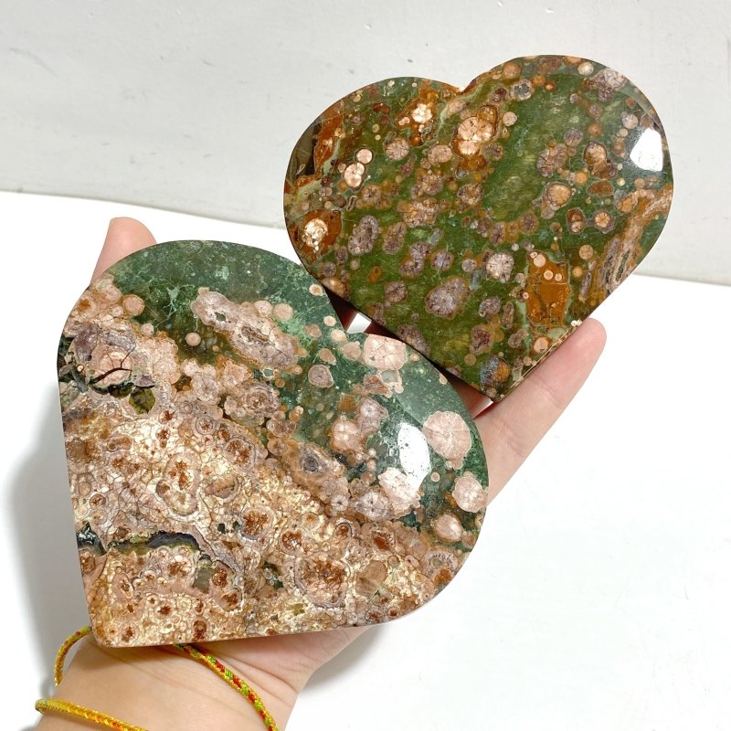 10 Pieces Large Rainforest Jasper Heart 4 -Wholesale Crystals
