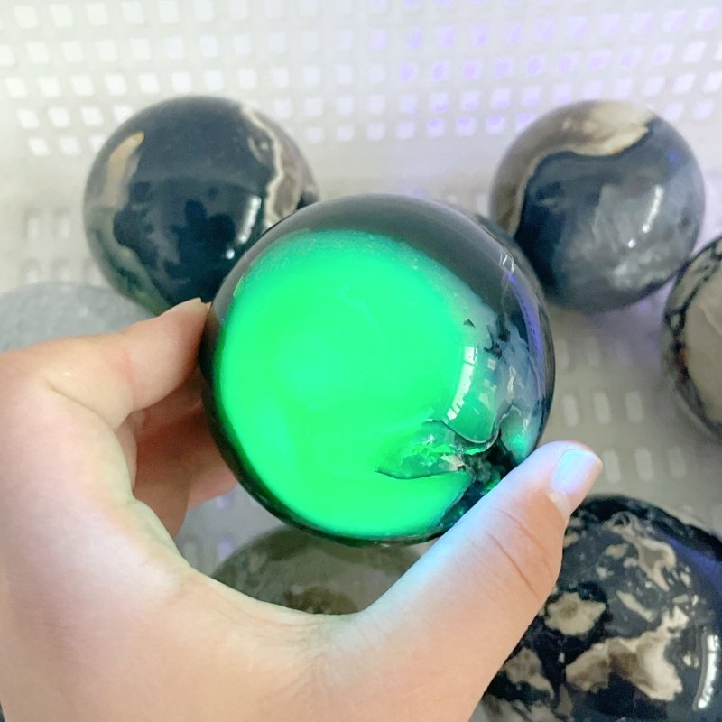 10 Pieces Large Volcano Agate Spheres (UV Reactive) - Wholesale Crystals