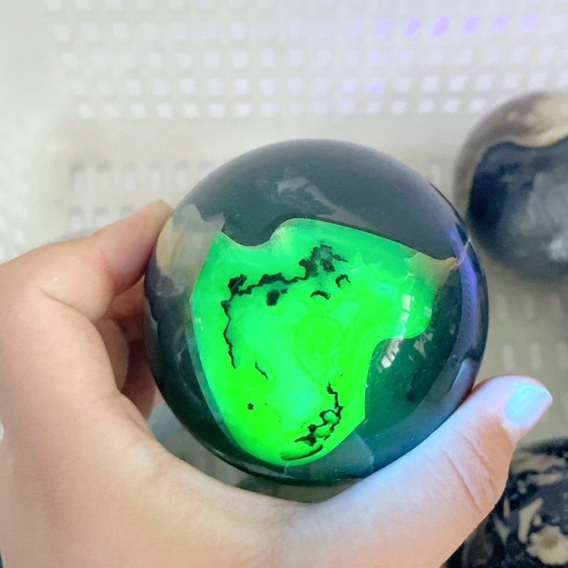 10 Pieces Large Volcano Agate Spheres (UV Reactive) - Wholesale Crystals