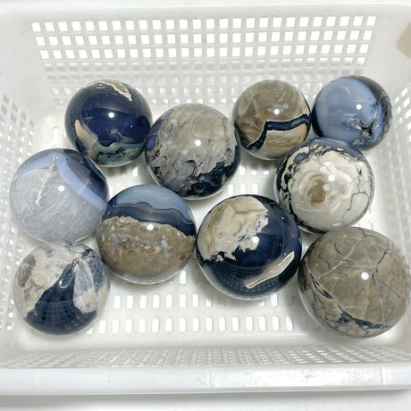 10 Pieces Large Volcano Agate Spheres (UV Reactive) - Wholesale Crystals