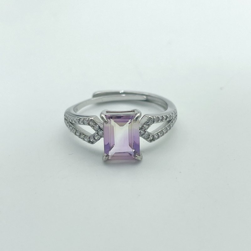 10 Pieces S925 Ametrine Sugar Cube Ring Style #1 - Wholesale Crystals