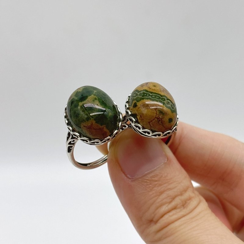 10 Pieces S925 Sterling Silver 8th Vein Ocean Jasper Ring With Different Styles - Wholesale Crystals