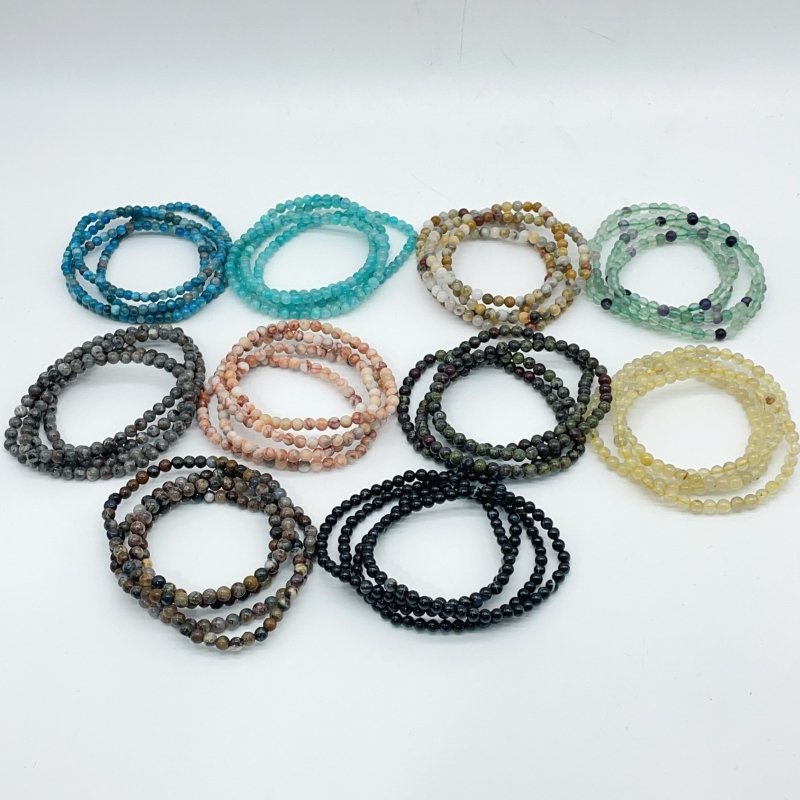 10 Types Mini Beads 4mm Bracelet Wholesale Golden Rutile Fluorite Dragon Blood Stone - Wholesale Crystals