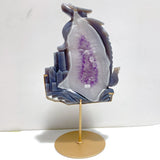 Beautiful Large Amethyst Mixed Geode Agate Flying Dragon Castle Carving With Stand