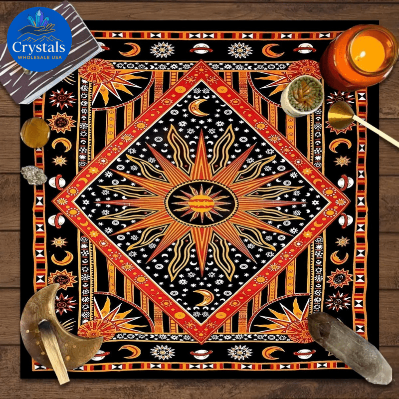 11 Mystical Runes Starry Sky Moon Phase Tarot Tablecloth - Wholesale Crystals
