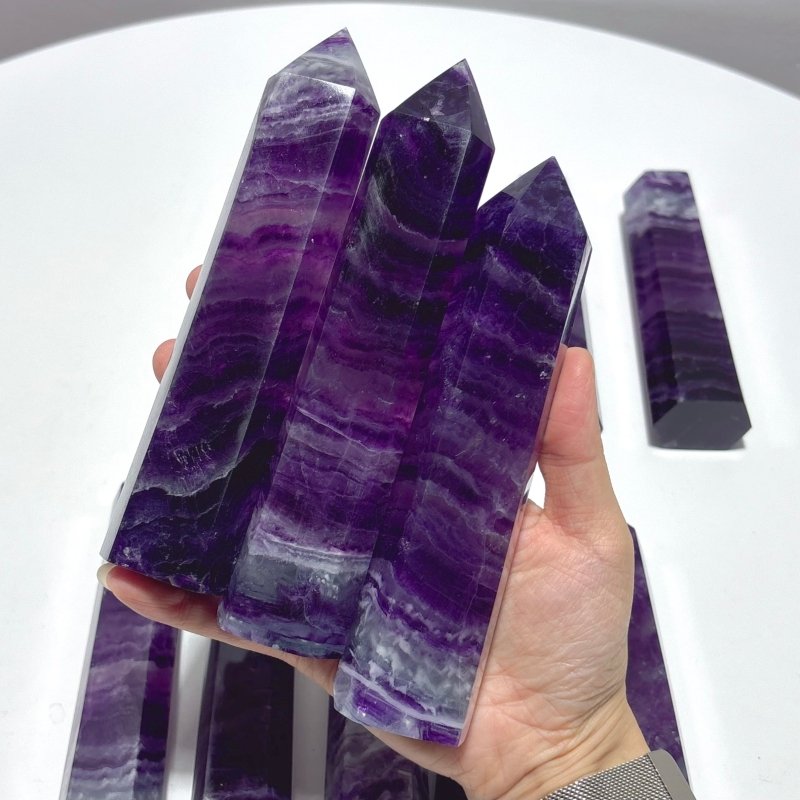 11 Pieces Beautiful Rainbow Purple Fluorite Crystal Tower - Wholesale Crystals