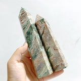11 Pieces Green Stripe Jasper Point 1 - Wholesale Crystals
