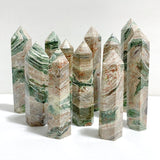 11 Pieces Green Stripe Jasper Point 1 - Wholesale Crystals