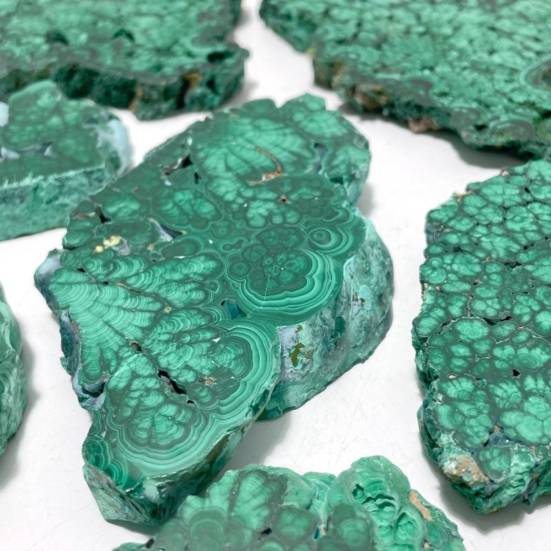 11 Pieces High Quality Beautiful Malachite Slab - Wholesale Crystals