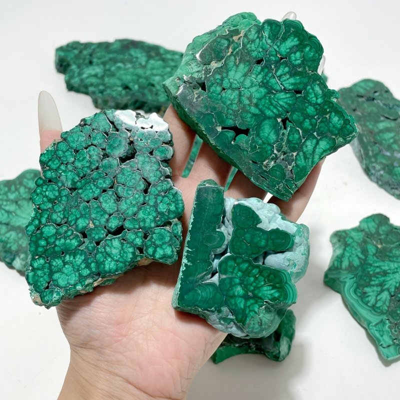 11 Pieces High Quality Beautiful Malachite Slab - Wholesale Crystals