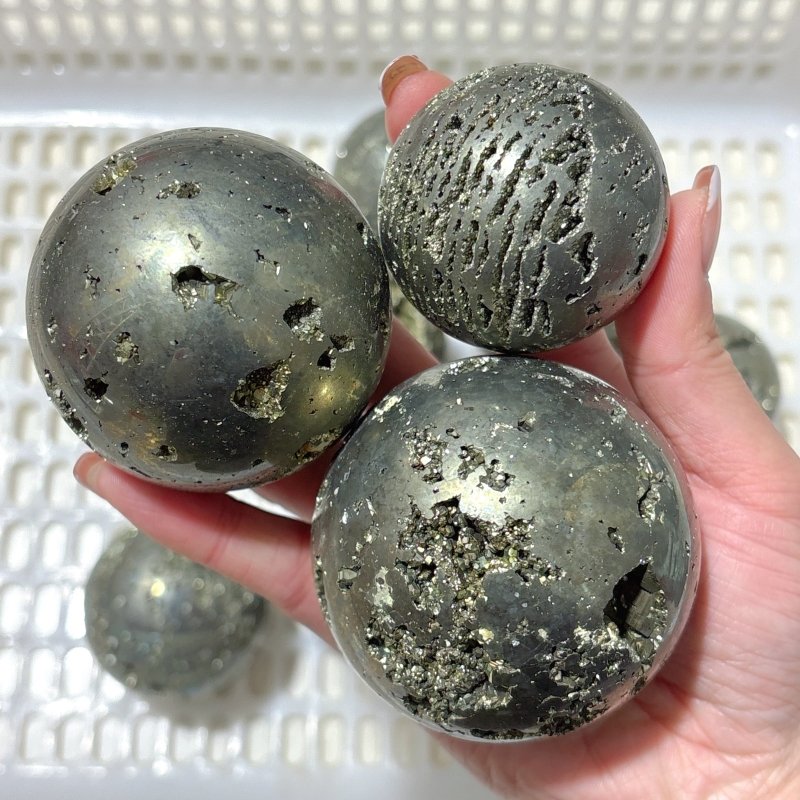 11 Pieces High Quality Pyrite Spheres Ball - Wholesale Crystals